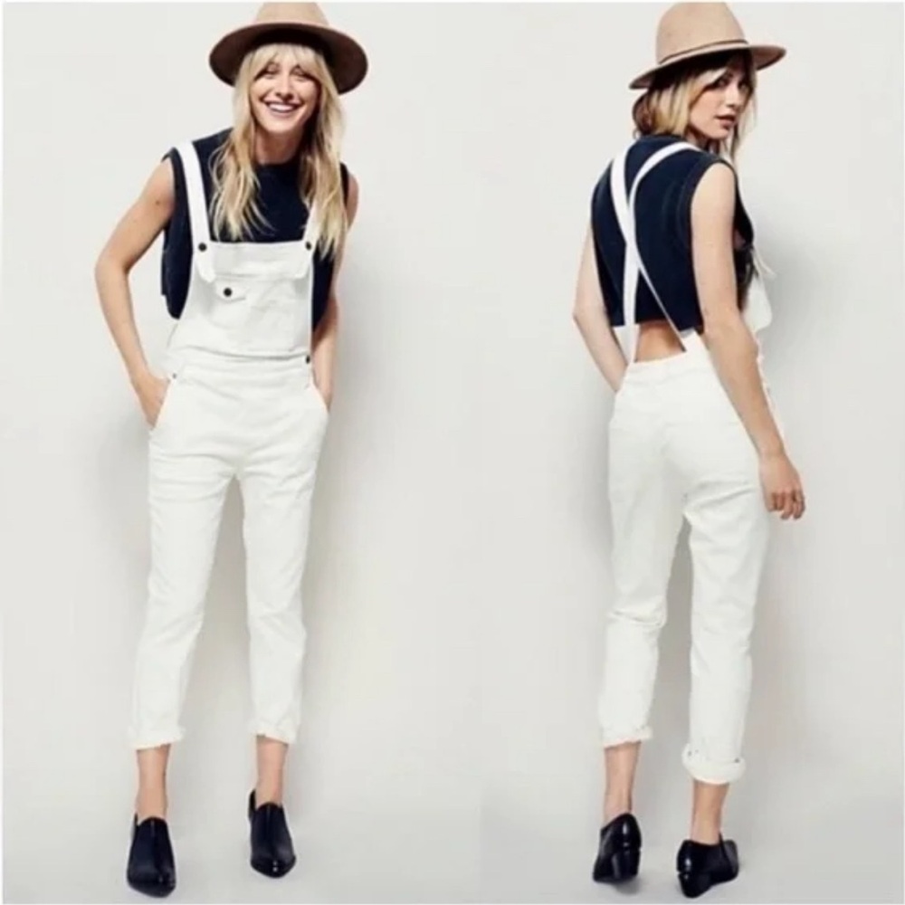 Free People White Overalls